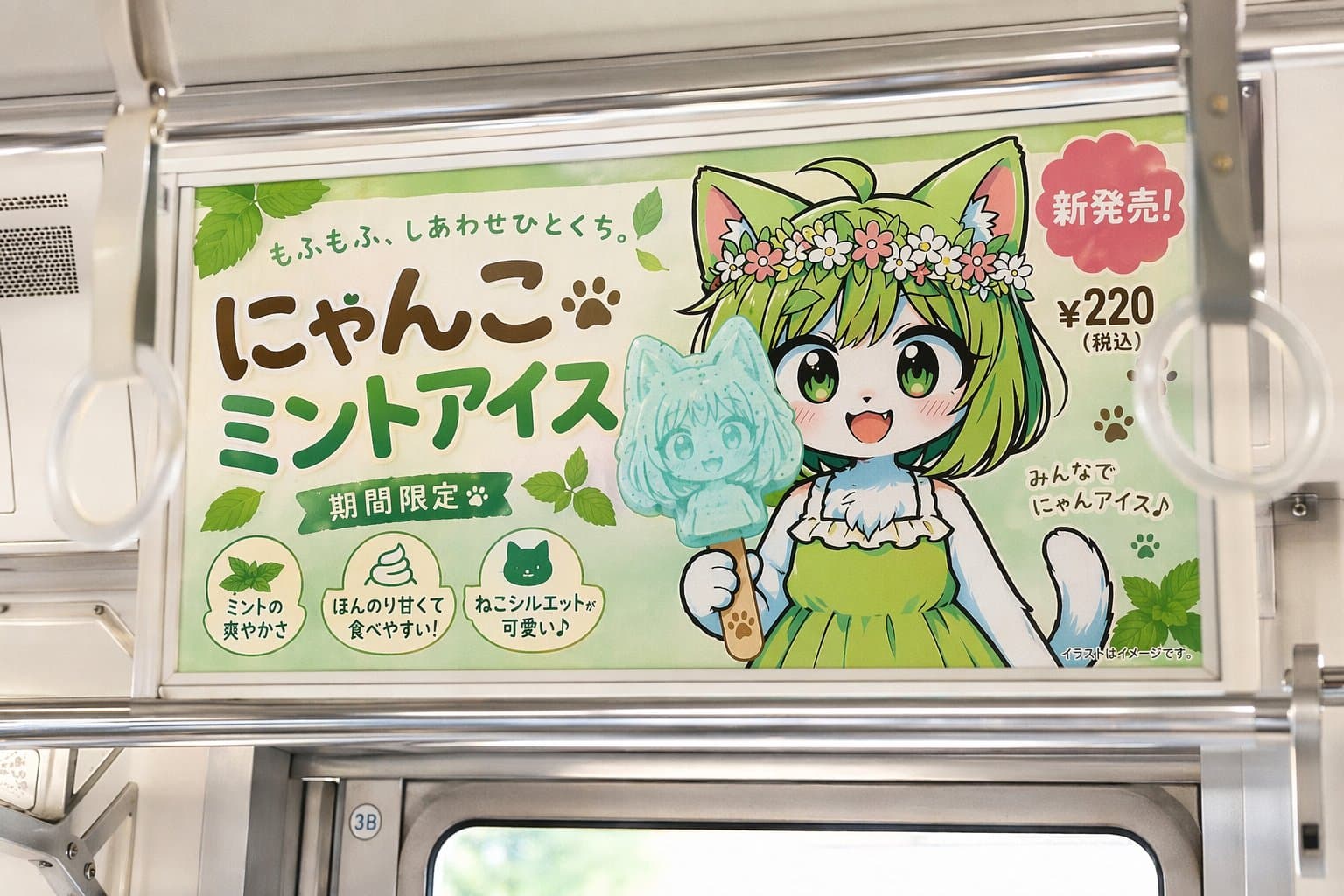 AI-generated Japanese train advertisement with anime character