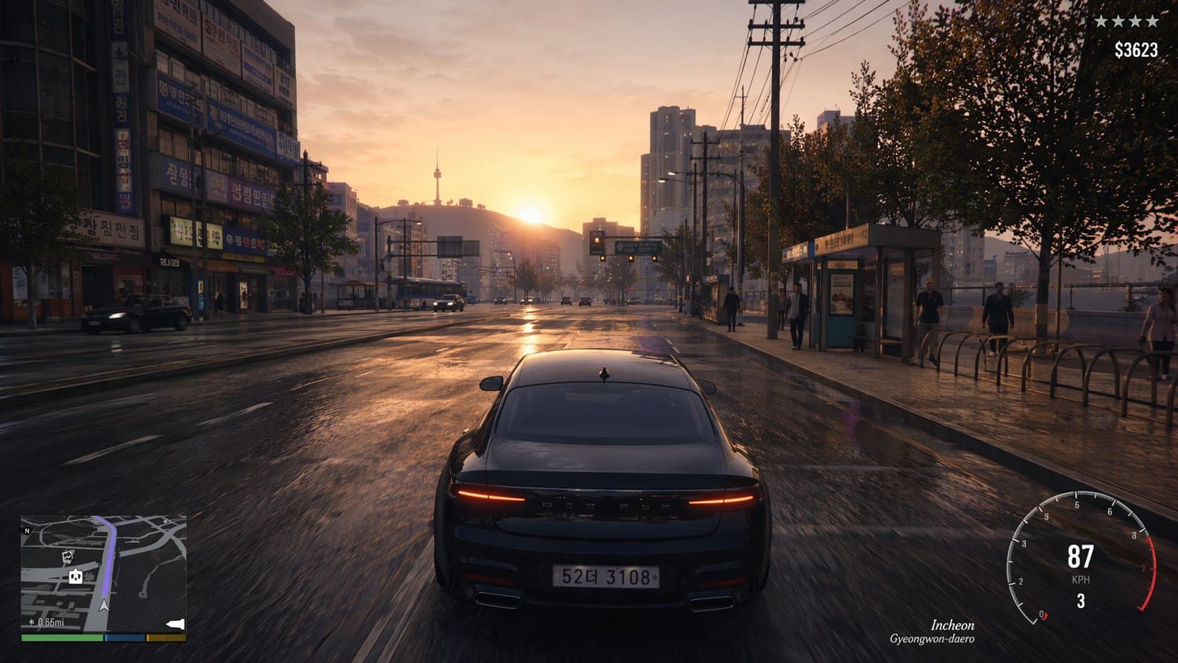 AI-generated photorealistic racing game screenshot set in Korea